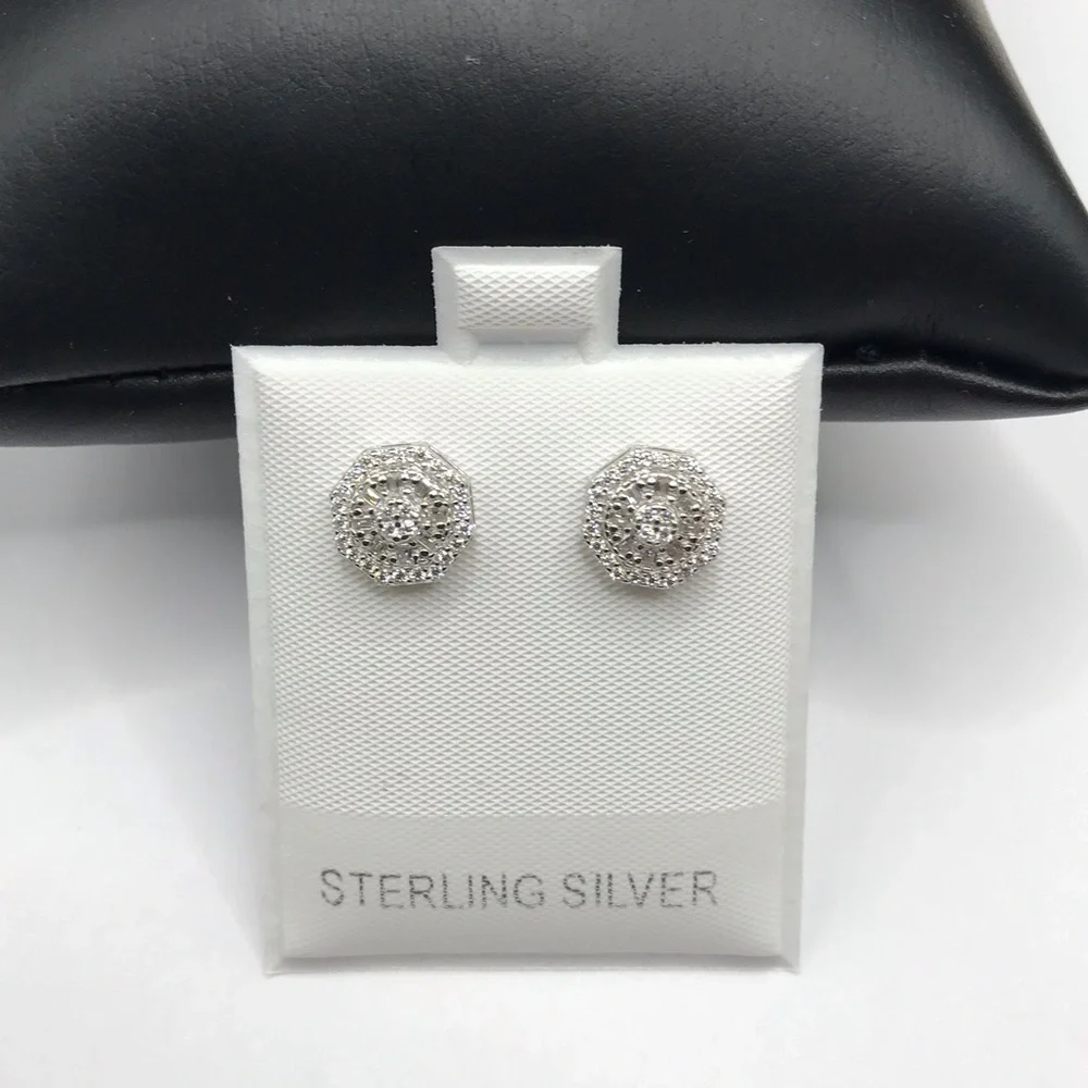 925 Sterling Silver 1.00CTW Halo Stud Earrings 1.00CTW MOISSANITE